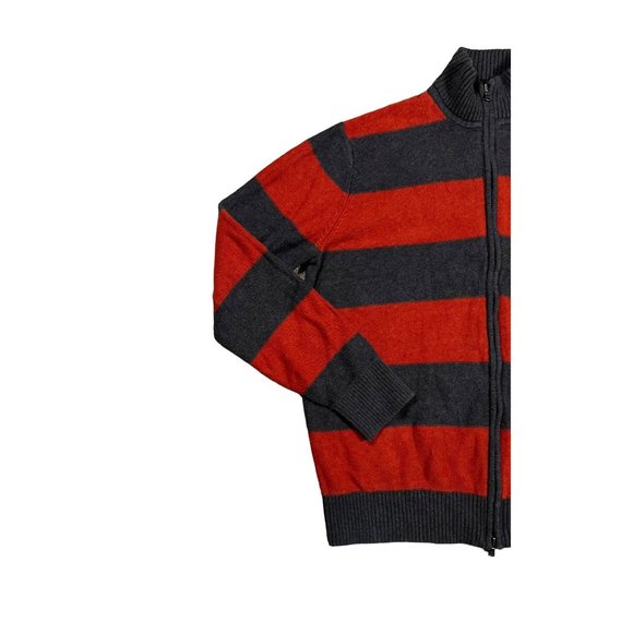 Tommy Hilfiger Sweater Men's Long Sleeve Striped Dual Zipper Gray Orange XL - Picture 7 of 13
